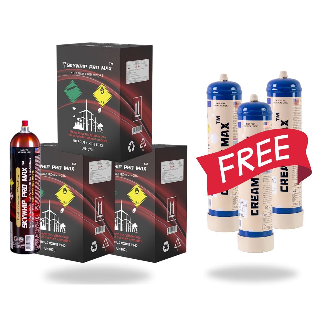 Party Special：18 x 640g Skywhip Pro Max Aluminum  Cream Chargers + 3 x Free 660g Creamy Max Cream Chargers