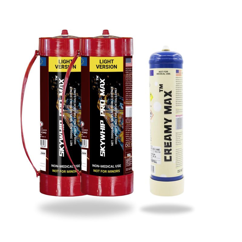 ONLY$164.99: SKYWHIP Pro Max Light Version 3.3L x 2 + 660g Cream Chargers x 1