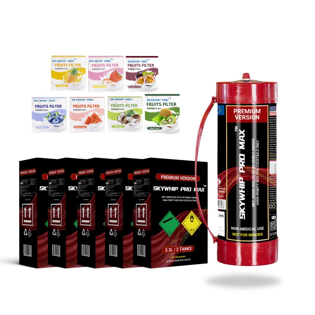 Special: 10 X SKYWHIP PRO MAX Premium 3.3L Cream Charger + FREE SET OF FRUIT NOZZLES