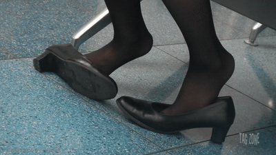 Japanese Airline Hostess In Black Nylon Stockings