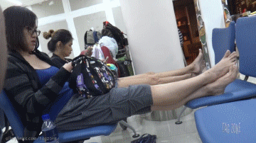 Nerdy Thai MILF Feet On Seat