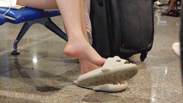 Nerdy Crossed Legs Active Slide Sandal Dangler