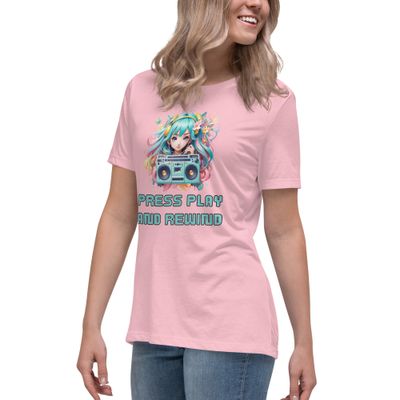 Women&#39;s Relaxed T-Shirt | Press play and Rewind T-shirt