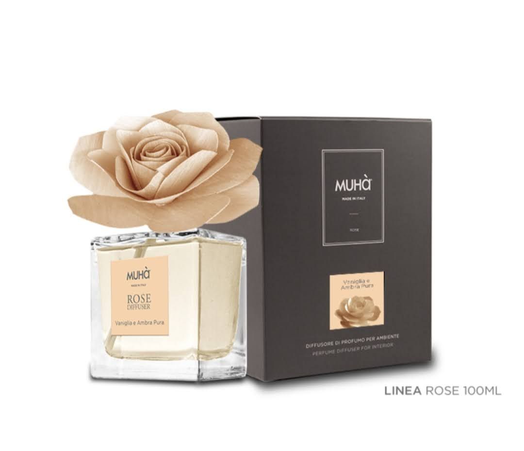 MUHÀ Diffusore Rosa natural 100ml Vaniglia Ambra pura