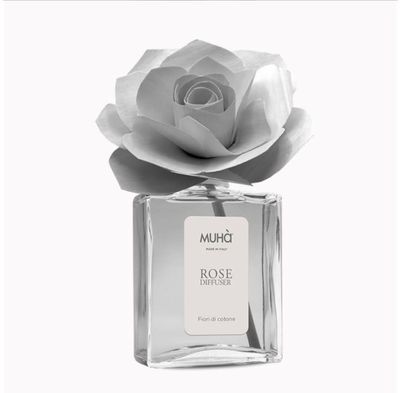 MUHÀ Profumatore d’Ambiente Rose Diffuser Fiori di Cotone Rosa Grigia 200ML