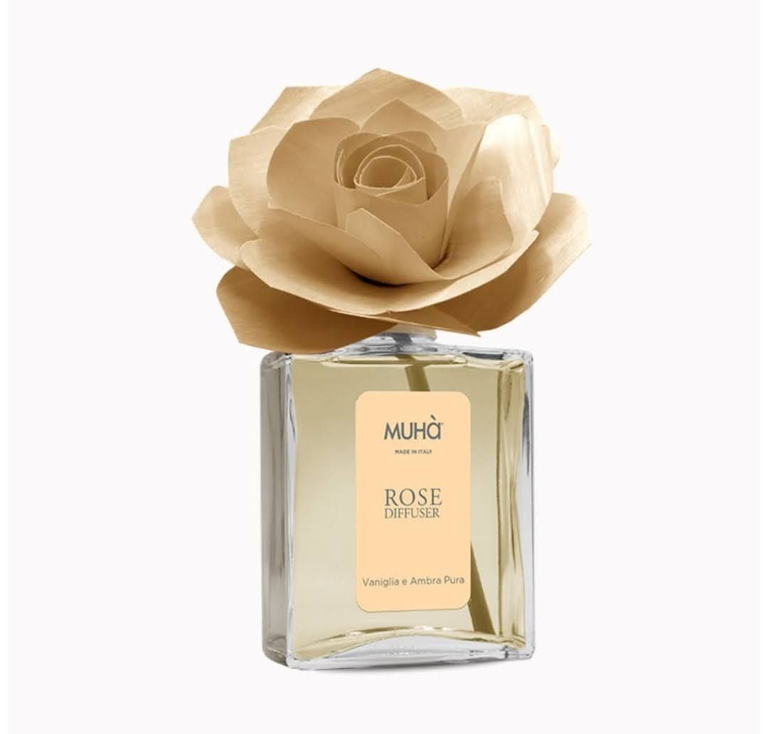 MUHÀ Profumatore d’Ambiente Rose Diffuser Vaniglia e Ambra Pura 200ML