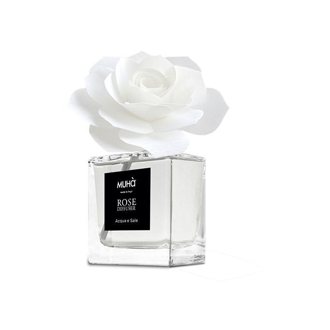 MUHÀ Diffusore Profumatore D&#39;ambiente Flower Diffuser  ROSA BIANCA 100ML ACQUA&amp;SALE