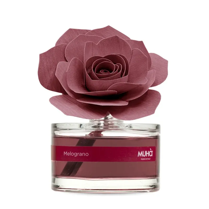 MUHÀ Diffusore Profumatore D&#39;ambiente Flower Diffuser ​ROSA BIANCA MELOGRANO 50 ML