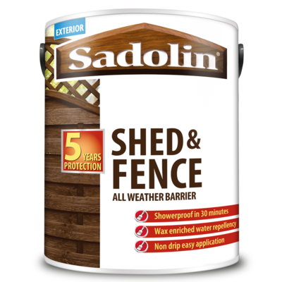 Sadolin 5 Year Shed & Fence 10L Choice of 5 Colours (Collection Only)