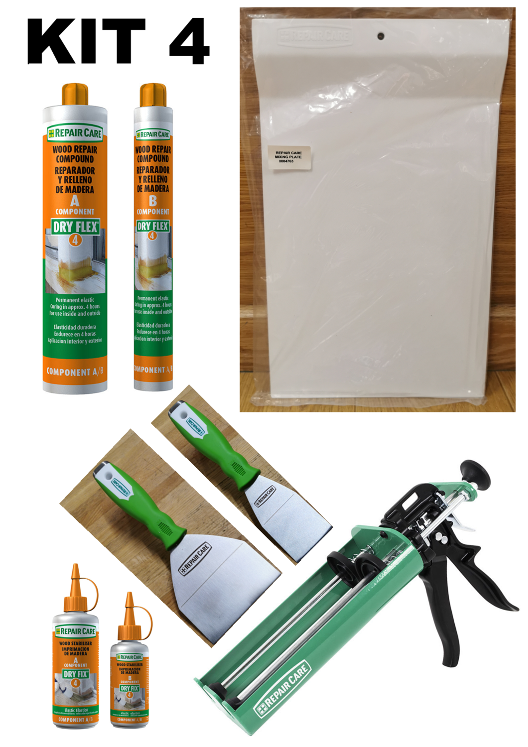 STARTER KIT 4 Repair Care Dry Flex 4, Dry Fix Uni, Mixing Plate, 5cm