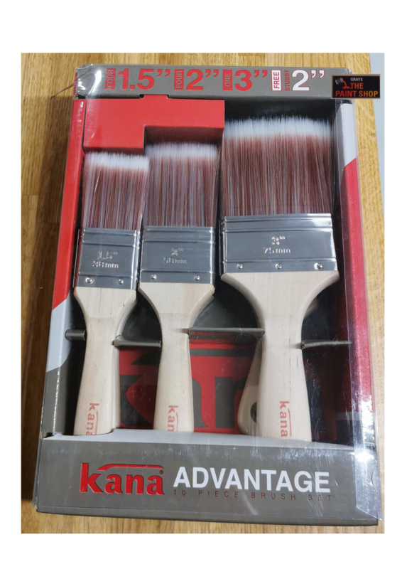 Kana Advantage 10 Brush Set, 4 x 1.5", 4 x 2", 1 x 3" + Free 2" Stubby Brush