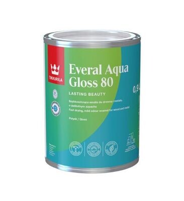 Tikkurila Everal Aqua 80 Gloss 9L WHITE - CLICK FOR BULK BUY DISCOUNTS