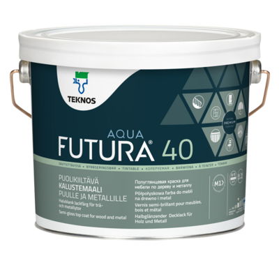Teknos Futura Aqua 40 Satin Top Coat White 0.9L & 2.7L (click here to select size) Prices From