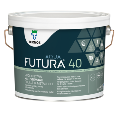 Teknos Futura Aqua 40 Satin Top Coat Colour 0.9L & 2.7L (click here to select size) Prices From