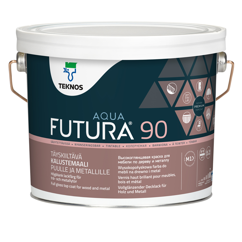 Teknos Futura Aqua 90 Gloss Top Coat White 0.9L & 2.7L (click here to select size) Prices From