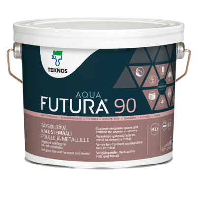 Teknos Futura Aqua 90 Gloss Top Coat Colour 0.9L & 2.7L (click here to select size) Prices From