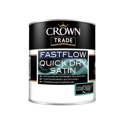 Crown Trade Fast Flow Quick Dry Satin 1L White