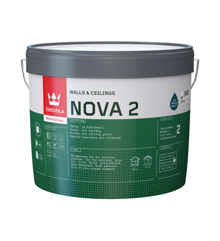 Tikkurila Nova 2 Full Matt 9L White - CLICK FOR BULK BUY DISCOUNTS
