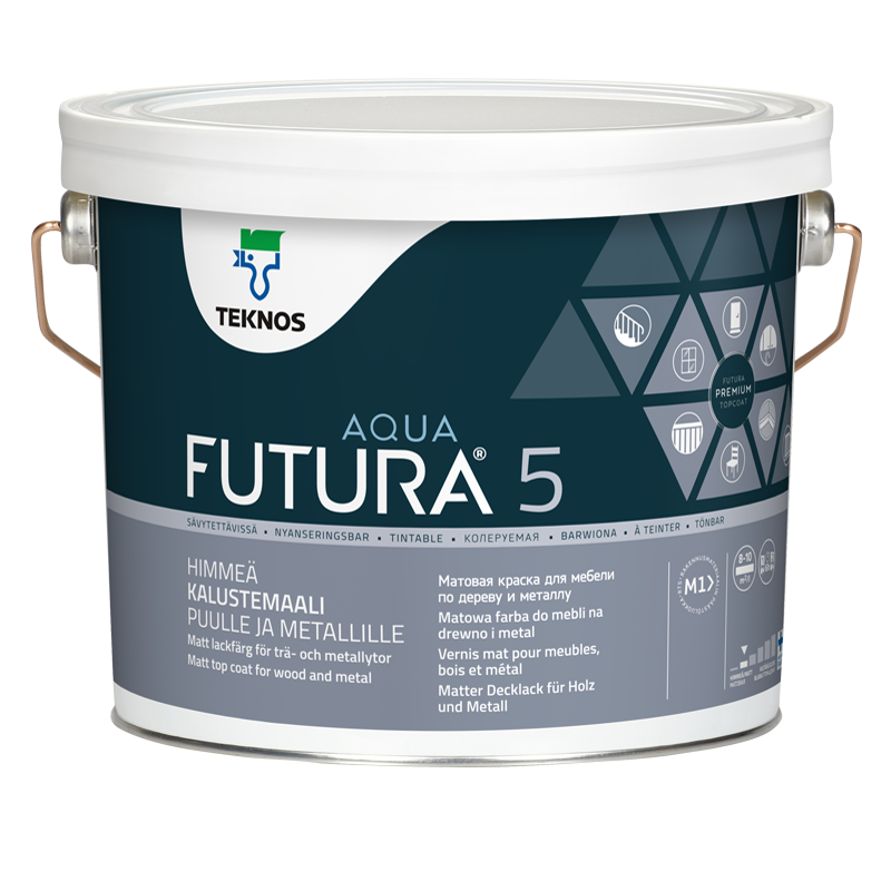 Teknos Futura Aqua 5 Matt Top Coat White 0.9L & 2.7L (click here to select size) Prices From