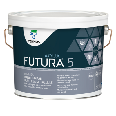 Teknos Futura Aqua 5 Matt Top Coat White 0.9L & 2.7L (click here to select size) Prices From