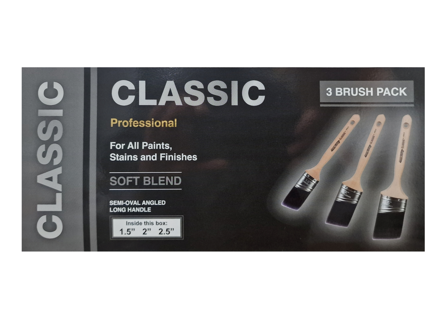 Arroworthy Classic Long Handled Oval Angled 3 Brush Set 1.5", 2" & 2.5"