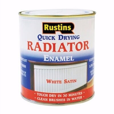 Rustins Quick Dry Radiator Enamel Paint 500ml, White in Satin & Gloss - Click Here to select finish