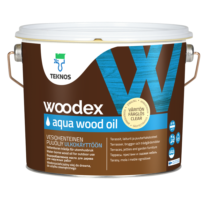 Teknos Woodex Aqua Wood Oil 0.9L, 2.7L & 9L (click here to select Colour & size) Prices From