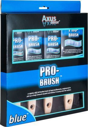 Axus Decor Blue Pro-Brush 4 Piece Brush Set (1 x 1.5", 2 x 2" & 1 x 3")