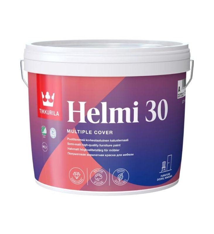 Tikkurila Helmi 30 Acrylic Satin 2.7L WHITE - CLICK FOR BULK BUY DISCOUNTS