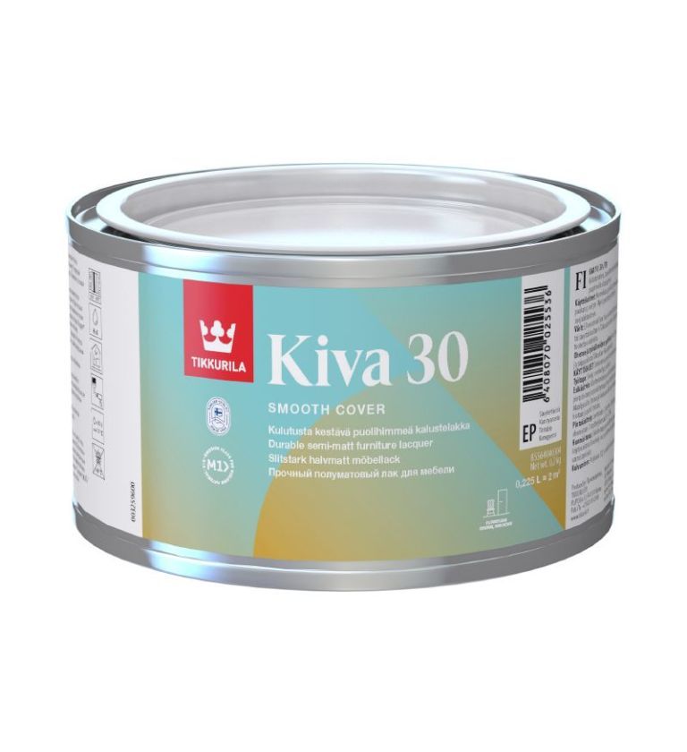 Tikkurila Kiva 30 Clear Semi-Matt Interior Lacquer Varnish 0.25L, 0.9L &2.7L (click here to select size) Prices From