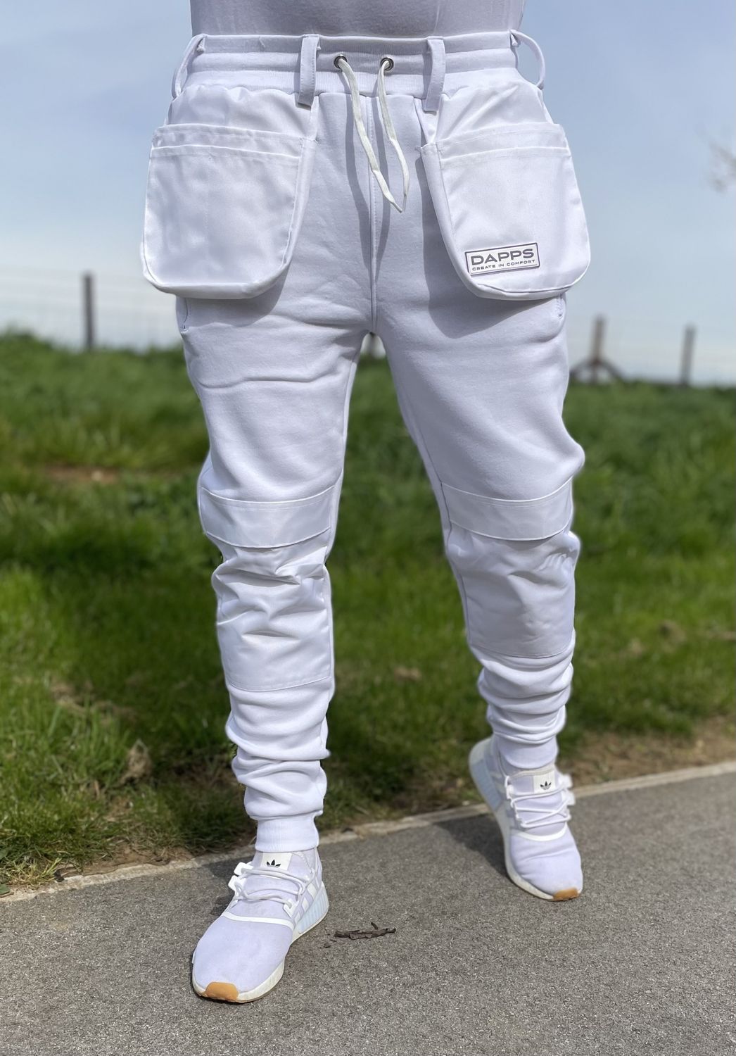 Dapps White Work JOGGERS - Sixes - S, M, L, XL & XXL (click here to select size) SEE SIZE CHART