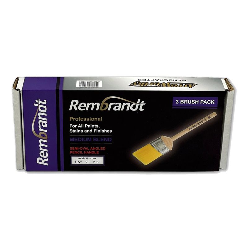 Arroworthy Rembrandt Oval Angled Pencil Handled 3 Brush Set 1.5", 2" & 2.5"