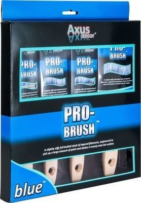 Axus Decor Blue Pro-Brush 4 Piece Brush Set (1 x 1.5", 2 x 2" & 1 x 3")