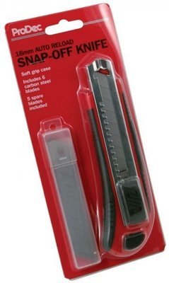 Prodec Snap Off Knife 18mm Complete With 5 Spare Blades