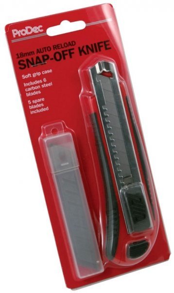 Prodec Snap Off Knife 18mm Complete With 5 Spare Blades