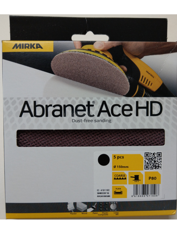 ​Mirka Abranet Ace HD 150mm Sanding Discs 5 pack 40Grit to 80Grit (click here to select Grade)