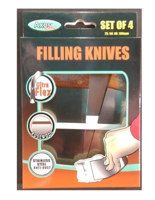 Axus Decor Rosewood Handle Stainless Steel Flexible Filling Knife Set (25mm, 50mm, 80mm, 100mm)