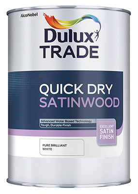Dulux Trade Quick Dry Satinwood Brilliant White - 1L, 2.5, & 5L (click here to select size) Price From