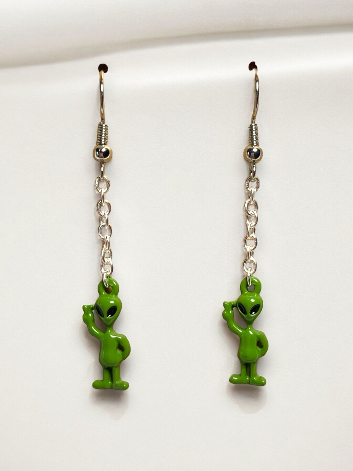 Green Alien Charm Earrings
