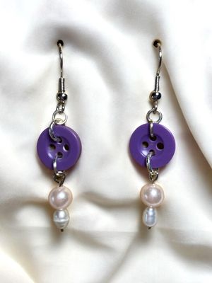 Purple Button Earrings