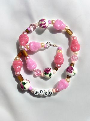 Skull Rose Chunky Necklace