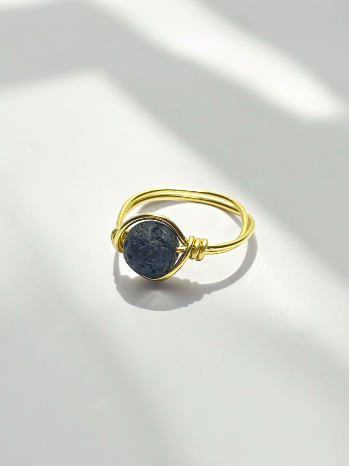 Wire-Wrapped Lava Stone Ring