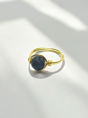 Wire-Wrapped Lava Stone Ring