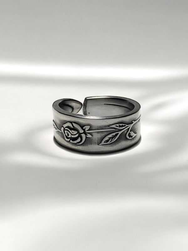 Silver Rose Spoon Ring