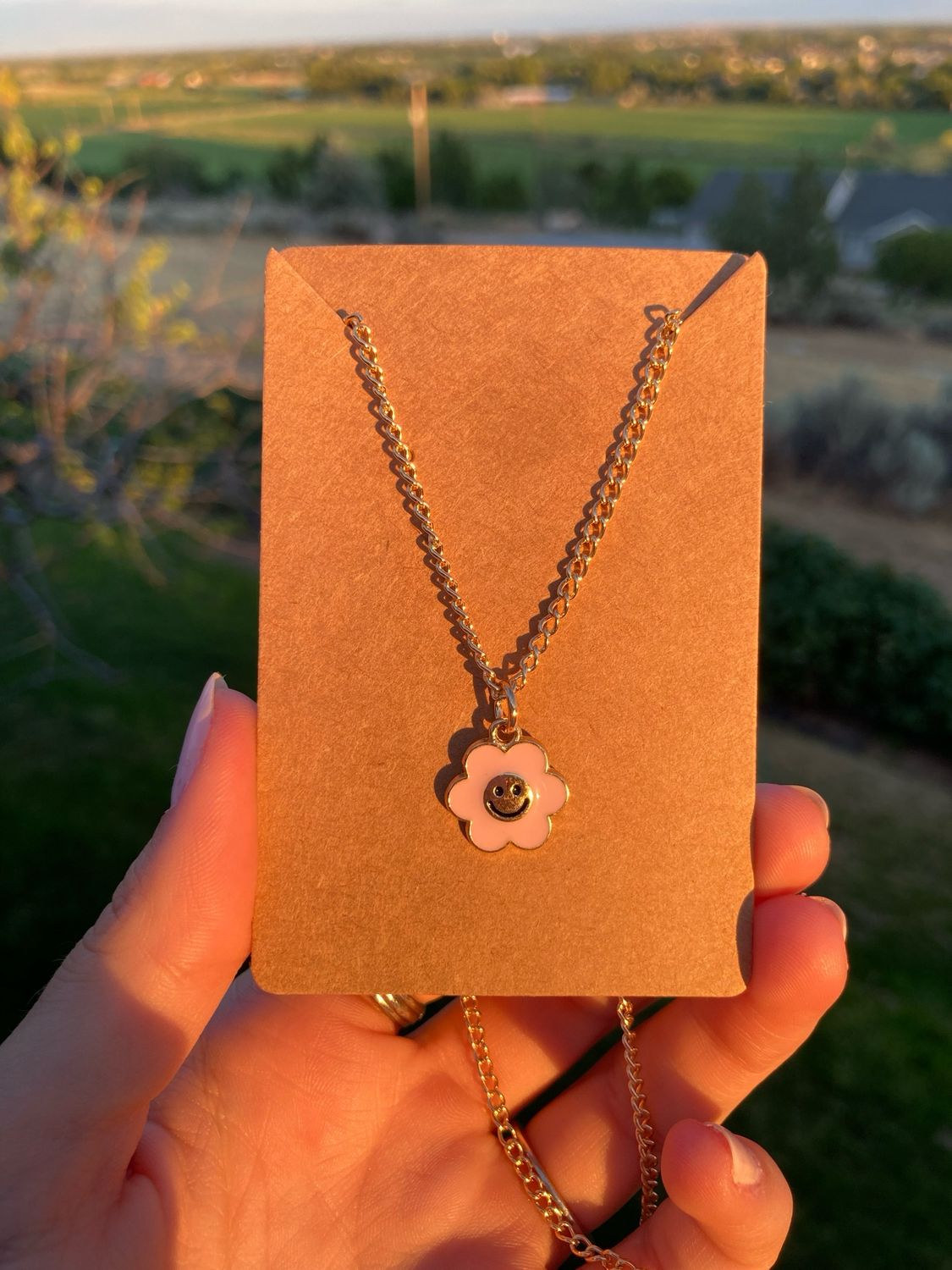 Pale Pink Smiley Necklace
