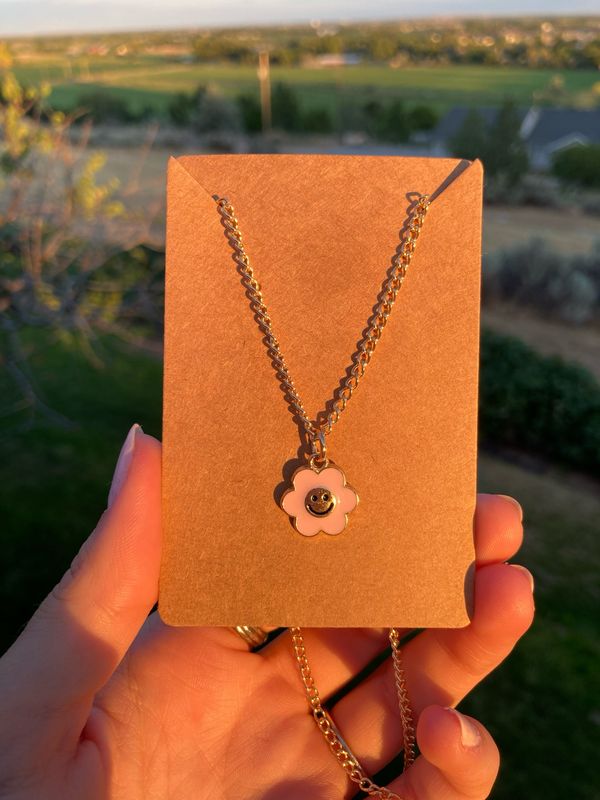 Pale Pink Smiley Necklace