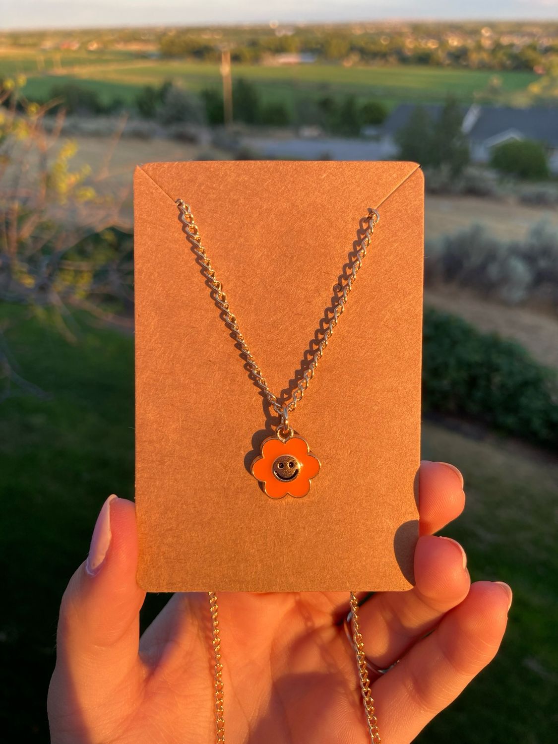 Summer Orange Smiley Necklace
