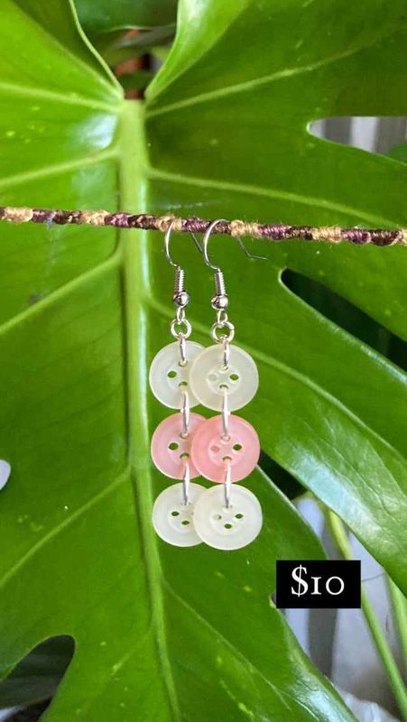 Pink Button Earrings