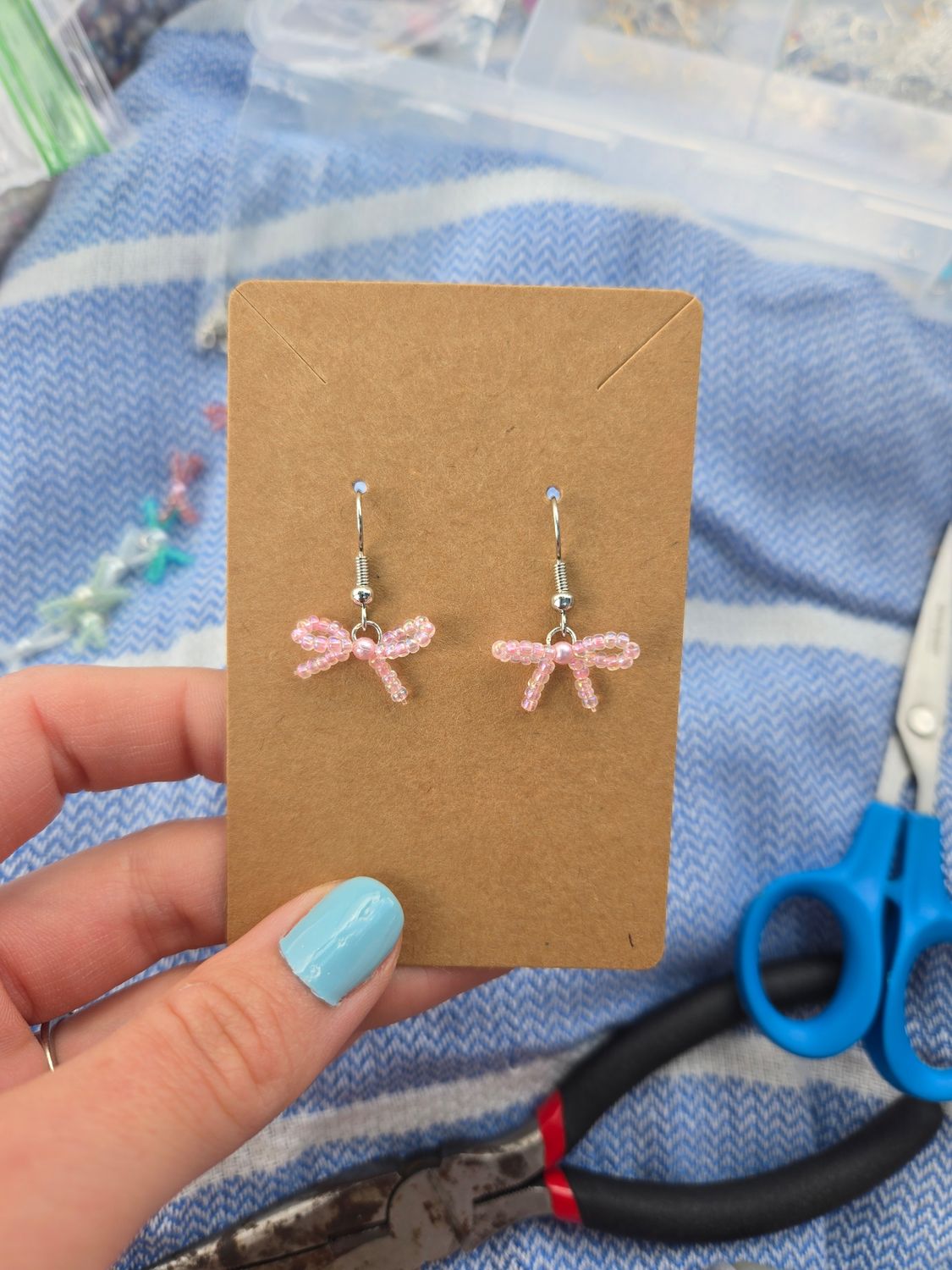 Pink Bow Earrings