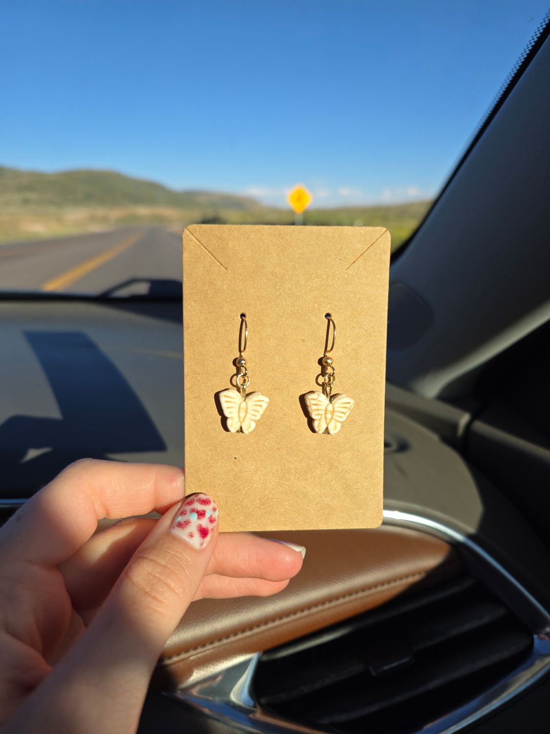 White Butterfly Earrings